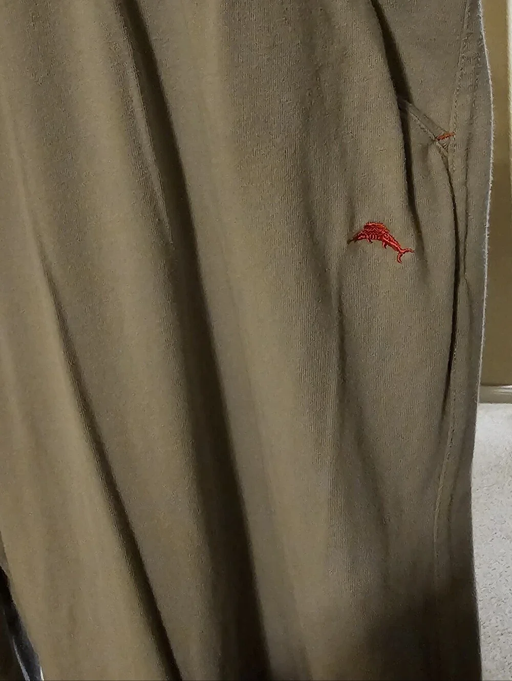 Tommy Bahama Taupe Drawstring Joggers with Red Logo Accent